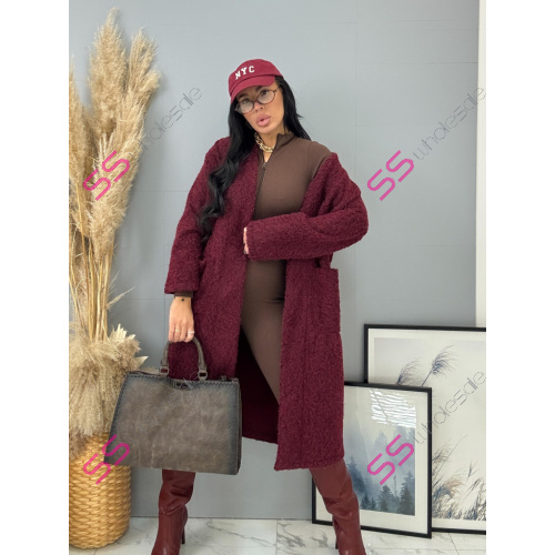 Uzlíkový kabát s otvoreným strihom a opaskom ELSE