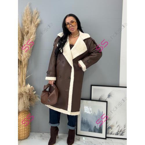 Dlhá kožená bunda s kožušinou HETIE