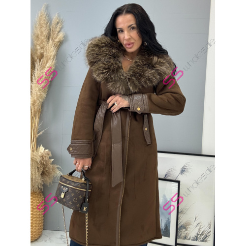 Kombinovaná bunda s kožušinou a opaskom CARELA