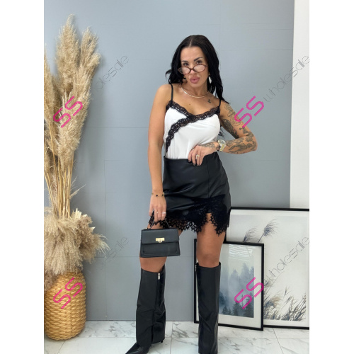 Koženková sukňa s čipkou ARTEMIS