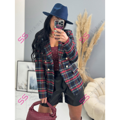 Kárované sako so zlatými gombíkmi MEARA+