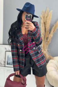 Kárované sako so zlatými gombíkmi MEARA+