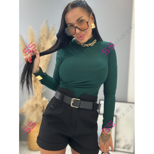 Čierne hrubé šortky s opaskom KALISA