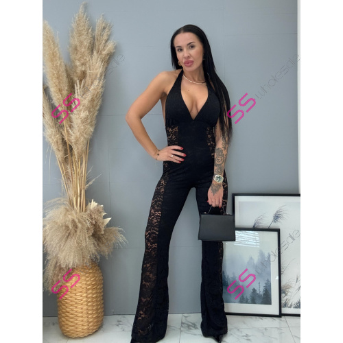 Čipkovaný overal so zaväzovaním okolo krku TIVARIA