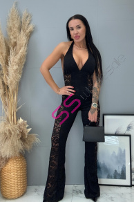 Čipkovaný overal so zaväzovaním okolo krku TIVARIA