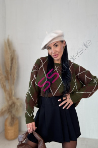 Pletený károvaný pulóver ADAVNA