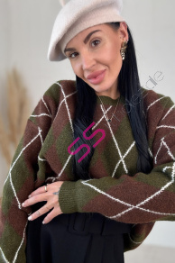 Pletený károvaný pulóver ADAVNA