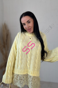 Pletený pulóver s čipkou SOLIRE