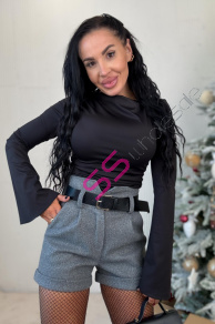 Sivé hrubé šortky s opaskom KALISA