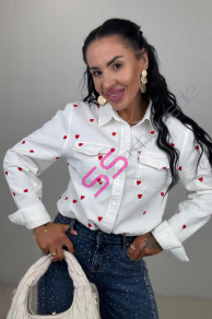 Denim košeľa s vyšívanými srdiečkami MADDIE