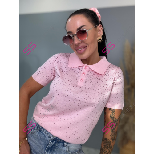 Pulóver s gombíkovou légou zdobený kamienkami LUCIE