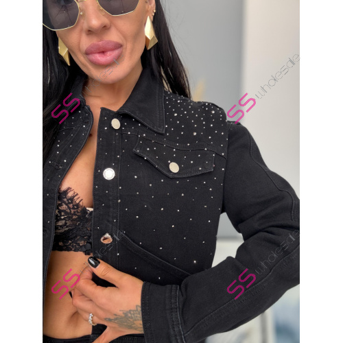 Dámska denim bunda s kamienkami JOHANA