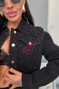 Dámska denim bunda s kamienkami JOHANA