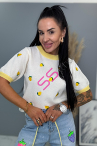 Pletený pulóver s vyšívanými citrónmi CITRONA