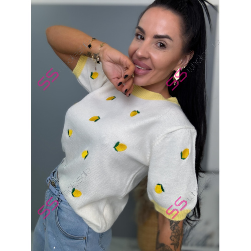 Pletený pulóver s vyšívanými citrónmi CITRONA