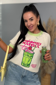 Pletený pulóver s výšivkou MATCHA