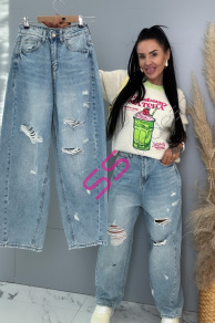 Roztrhané baggy fit rifle s vysokým pásom 