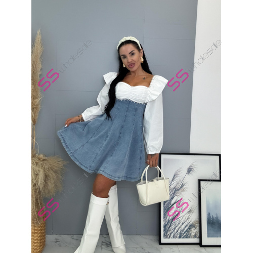 Denim šaty zdobené kamienkami LERRYS