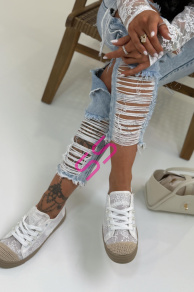 Bielé čipkované tenisky GLINDA-