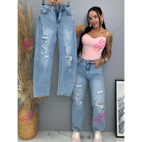 Roztrhané mom fit rifle s vysokým pásom 