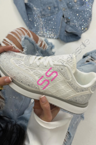 Platformové tenisky zdobené kamienkami NESANA-