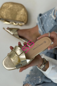 Zlaté dámske šľapky EMELDA-