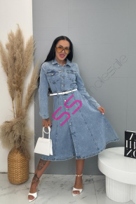 Denim šaty na gombíky zdobené kamienkami JENNIE