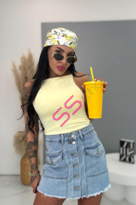 Denimový skort s gombíkmi vpredu NANNY