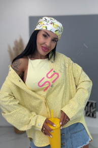 Denimový košeľový kabát s kamienkami JELKY