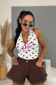 Hnedé denim šortky CYNTHIA